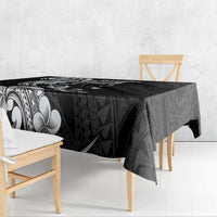 Hawaiian Manta Rays Tablecloth Tribal Hibiscus Polynesian Tattoos Black Color - Polynesian Pride