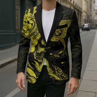 Hawaiian Manta Rays Blazer Tribal Hibiscus Polynesian Tattoos Yellow Color - Polynesian Pride