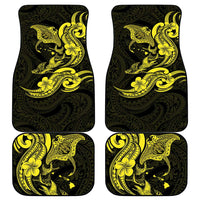 Hawaiian Manta Rays Car Mats Tribal Hibiscus Polynesian Tattoos Yellow Color - Polynesian Pride