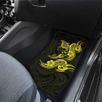 Hawaiian Manta Rays Car Mats Tribal Hibiscus Polynesian Tattoos Yellow Color - Polynesian Pride