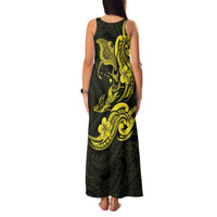 Hawaiian Manta Rays Family Matching Tank Maxi Dress and Hawaiian Shirt Tribal Hibiscus Polynesian Tattoos Yellow Color - Polynesian Pride
