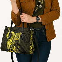 Hawaiian Manta Rays Leather Bag Tribal Hibiscus Polynesian Tattoos Yellow Color - Polynesian Pride