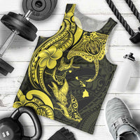 Hawaiian Manta Rays Men Tank Top Tribal Hibiscus Polynesian Tattoos Yellow Color - Polynesian Pride