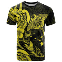 Hawaiian Manta Rays T Shirt Tribal Hibiscus Polynesian Tattoos Yellow Color - Polynesian Pride
