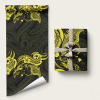 Hawaiian Manta Rays Wrapping Paper Tribal Hibiscus Polynesian Tattoos Yellow Color - Polynesian Pride