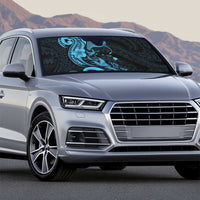 Hawaiian Manta Rays Auto Sun Shade Tribal Hibiscus Polynesian Tattoos Blue Color - Polynesian Pride