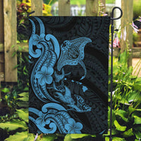 Hawaiian Manta Rays Garden Flag Tribal Hibiscus Polynesian Tattoos Blue Color - Polynesian Pride