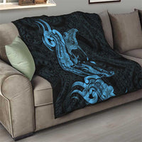 Hawaiian Manta Rays Quilt Tribal Hibiscus Polynesian Tattoos Blue Color - Polynesian Pride