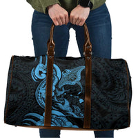 Hawaiian Manta Rays Travel Bag Tribal Hibiscus Polynesian Tattoos Blue Color - Polynesian Pride