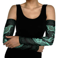 Hawaiian Manta Rays Arm Sleeves Tribal Hibiscus Polynesian Tattoos Turquoise Color - Polynesian Pride