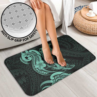 Hawaiian Manta Rays Bathroom Set Tribal Hibiscus Polynesian Tattoos Turquoise Color - Polynesian Pride