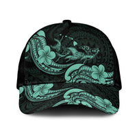 Hawaiian Manta Rays Classic Cap Tribal Hibiscus Polynesian Tattoos Turquoise Color - Polynesian Pride
