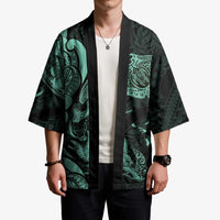 Hawaiian Manta Rays Kimono Tribal Hibiscus Polynesian Tattoos Turquoise Color - Polynesian Pride