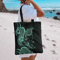 Hawaiian Manta Rays Tote Bag Tribal Hibiscus Polynesian Tattoos Turquoise Color - Polynesian Pride