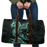 Hawaiian Manta Rays Travel Bag Tribal Hibiscus Polynesian Tattoos Turquoise Color - Polynesian Pride
