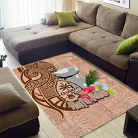 Guam Seal and Latte Stone With Ethnic Tapa Pattern Area Rug Peach Fuzz Color LT03 - Polynesian Pride