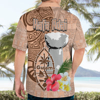 Guam Seal and Latte Stone With Ethnic Tapa Pattern Hawaiian Shirt Peach Fuzz Color LT03 - Polynesian Pride