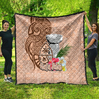 Guam Seal and Latte Stone With Ethnic Tapa Pattern Quilt Peach Fuzz Color LT03 - Polynesian Pride