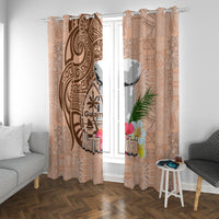 Guam Seal and Latte Stone With Ethnic Tapa Pattern Window Curtain Peach Fuzz Color LT03 With Grommets Peach Fuzz - Polynesian Pride