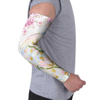 Hawaiian and Japanese Culture Together Arm Sleeves Tribal Motifs with Lei and Japanese Sakura Pattern