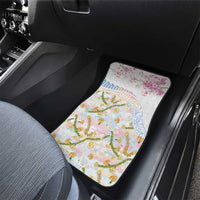 Hawaiian and Japanese Culture Together Car Mats Tribal Motifs with Lei and Japanese Sakura Pattern