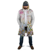 Hawaiian and Japanese Culture Together Cloak Tribal Motifs with Lei and Japanese Sakura Pattern