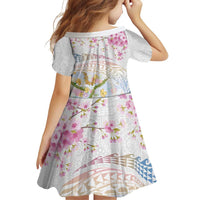 Hawaiian and Japanese Culture Together Family Matching Off The Shoulder Long Sleeve Dress and Hawaiian Shirt Tribal Motifs with Lei and Japanese Sakura Pattern LT03 - Polynesian Pride