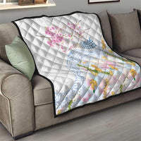 Hawaiian and Japanese Culture Together Quilt Tribal Motifs with Lei and Japanese Sakura Pattern