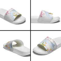 Hawaiian and Japanese Culture Together Slide Sandals Tribal Motifs with Lei and Japanese Sakura Pattern