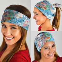 Hawaiian and Japanese Culture Together Neck Gaiter Tropical Honu with Japanese Elements Blue Color