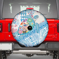 Hawaiian and Japanese Culture Together Spare Tire Cover Tropical Honu with Japanese Elements Blue Color