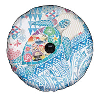 Hawaiian and Japanese Culture Together Spare Tire Cover Tropical Honu with Japanese Elements Blue Color