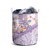Hawaiian and Japanese Culture Together Laundry Basket Tropical Honu with Japanese Elements Purple Color
