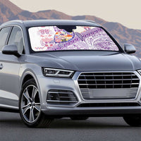 Hawaiian and Japanese Culture Together Auto Sun Shade Tropical Honu with Japanese Elements Purple Color