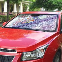 Hawaiian and Japanese Culture Together Auto Sun Shade Tropical Honu with Japanese Elements Purple Color