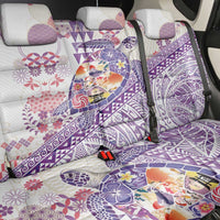 Hawaiian and Japanese Culture Together Back Car Seat Cover Tropical Honu with Japanese Elements Purple Color