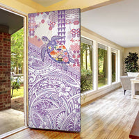 Hawaiian and Japanese Culture Together Door Cover Tropical Honu with Japanese Elements Purple Color