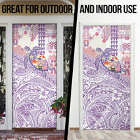 Hawaiian and Japanese Culture Together Door Cover Tropical Honu with Japanese Elements Purple Color