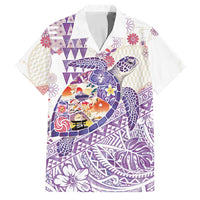 Hawaiian and Japanese Culture Together Family Matching Mermaid Dress and Hawaiian Shirt Tropical Honu with Japanese Elements Purple Color LT03 Dad's Shirt - Short Sleeve Purple - Polynesian Pride