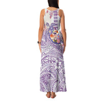 Hawaiian and Japanese Culture Together Family Matching Tank Maxi Dress and Hawaiian Shirt Tropical Honu with Japanese Elements Purple Color