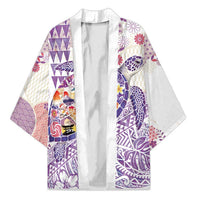 Hawaiian and Japanese Culture Together Kimono Tropical Honu with Japanese Elements Purple Color