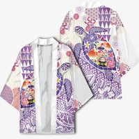 Hawaiian and Japanese Culture Together Kimono Tropical Honu with Japanese Elements Purple Color