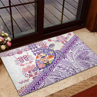 Hawaiian and Japanese Culture Together Rubber Doormat Tropical Honu with Japanese Elements Purple Color