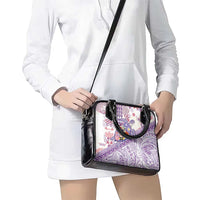 Hawaiian and Japanese Culture Together Shoulder Handbag Tropical Honu with Japanese Elements Purple Color