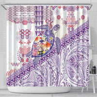 Hawaiian and Japanese Culture Together Shower Curtain Tropical Honu with Japanese Elements Purple Color