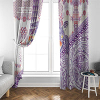 Hawaiian and Japanese Culture Together Window Curtain Tropical Honu with Japanese Elements Purple Color
