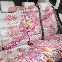 Hawaiian and Japanese Culture Together Back Car Seat Cover Tropical Honu with Japanese Elements Pink Color