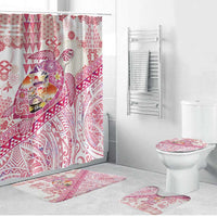 Hawaiian and Japanese Culture Together Bathroom Set Tropical Honu with Japanese Elements Pink Color LT03 Bathroom Set (4 pcs) Pink - Polynesian Pride