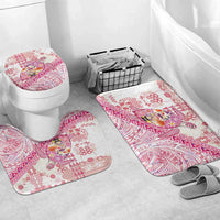 Hawaiian and Japanese Culture Together Bathroom Set Tropical Honu with Japanese Elements Pink Color LT03 Mat Set Only (3 pcs) One Size Pink - Polynesian Pride
