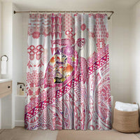 Hawaiian and Japanese Culture Together Bathroom Set Tropical Honu with Japanese Elements Pink Color LT03 Shower Curtain Only Pink - Polynesian Pride